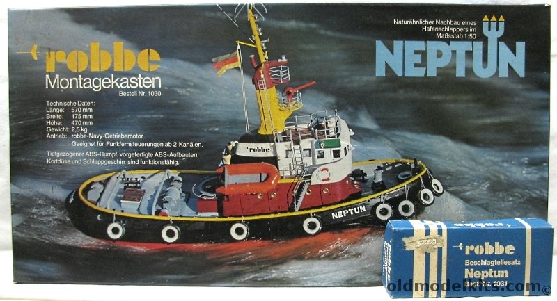 Robbe 1/50 Neptun Tugboat for RC Operation or Static Display, 1030 plastic model kit